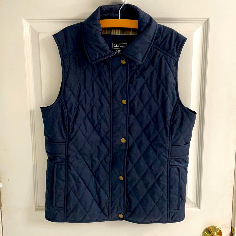 L.L.Bean Quilted Riding Vest in Classic Navy Size Large L